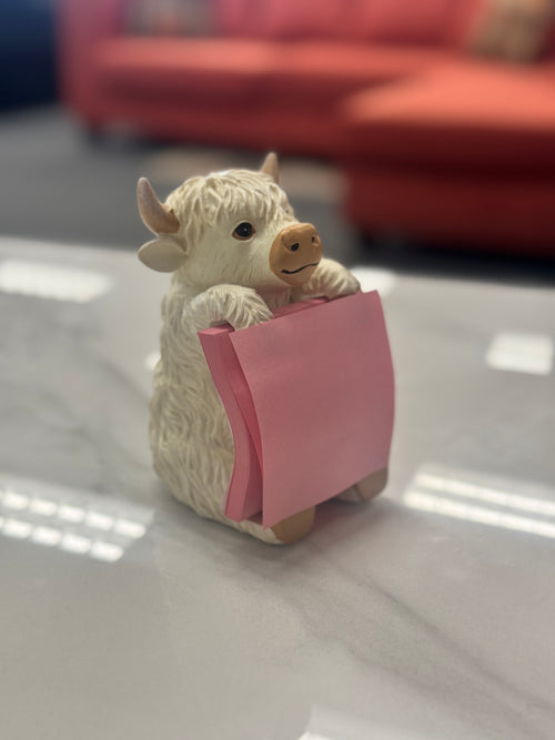 Cute Highland Cow Sticky Note Holder – Desk Organizer & Memo Holder