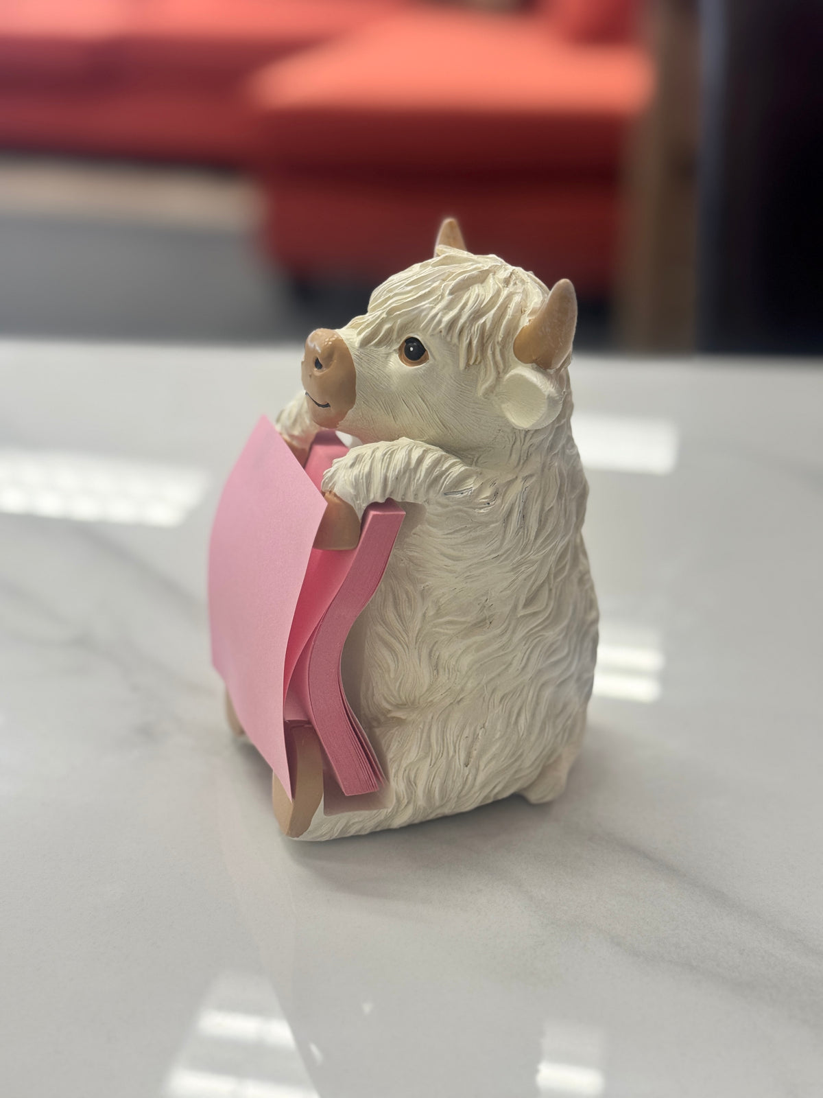 Cute Highland Cow Sticky Note Holder – Desk Organizer & Memo Holder